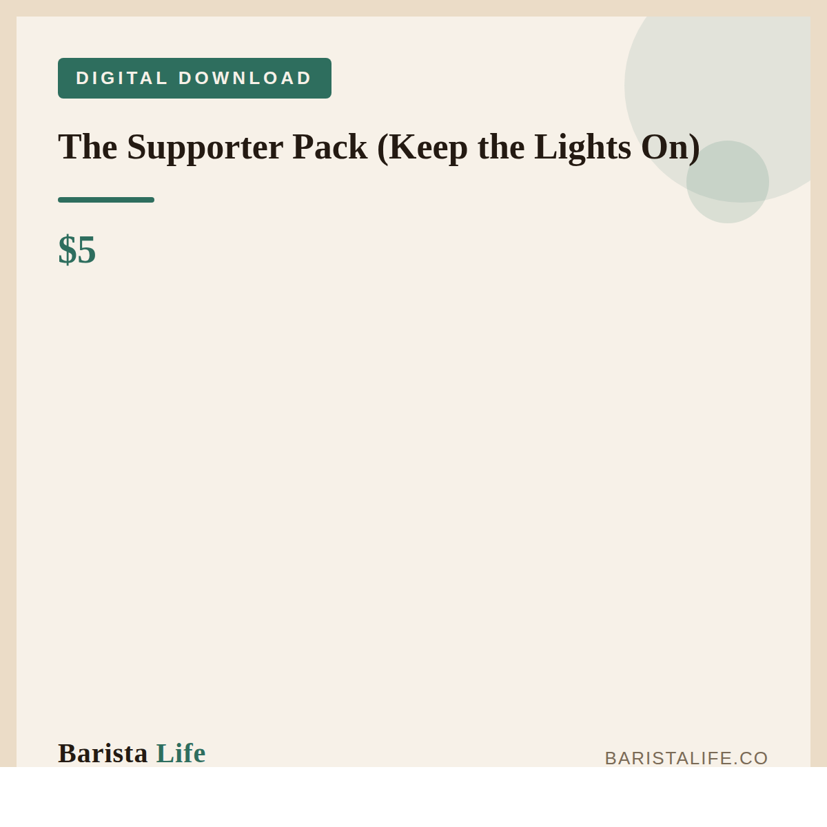 The Supporter Pack (Keep the Lights On) - Barista Life