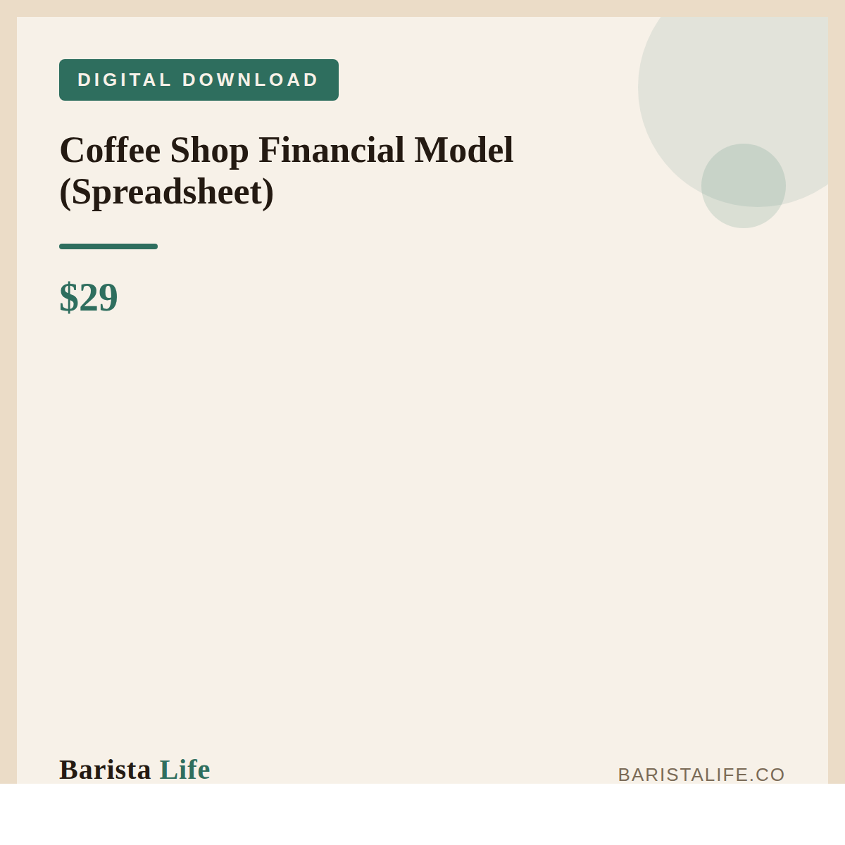 Coffee Shop Financial Model (Spreadsheet) - Barista Life