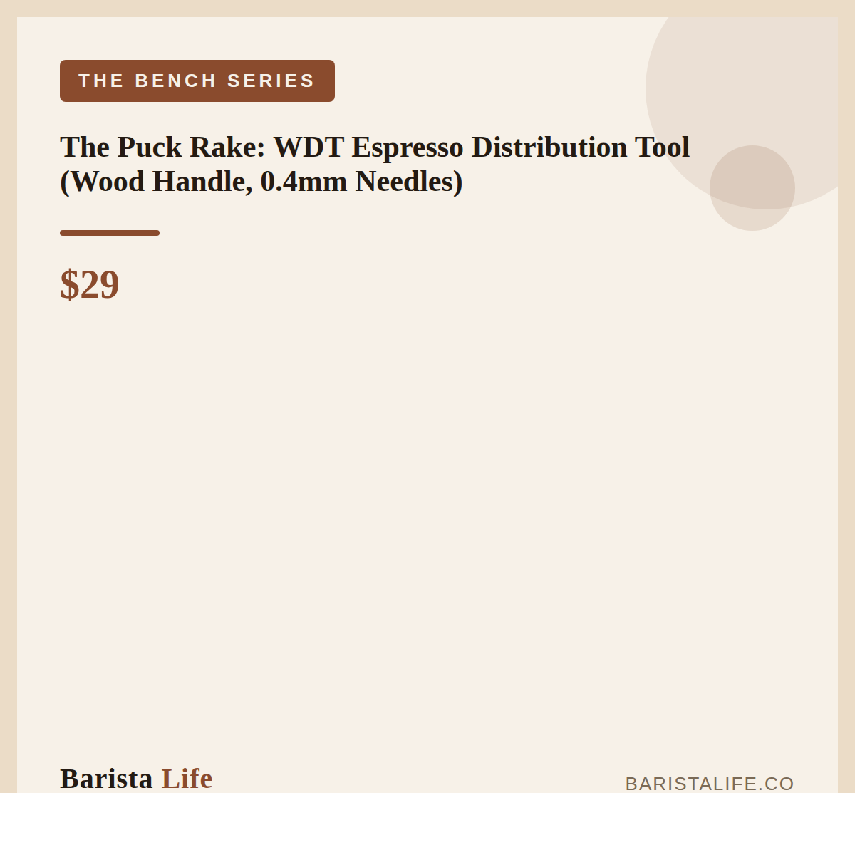 The Puck Rake: WDT Espresso Distribution Tool (Wood Handle, 0.4mm Needles) - Barista Life