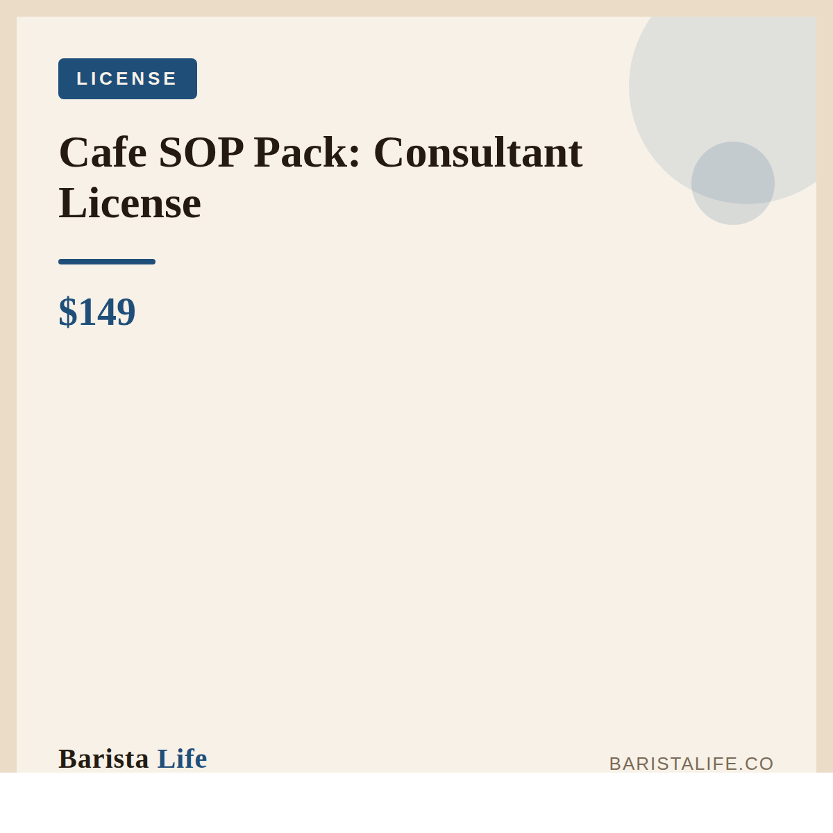 Cafe SOP Pack: Consultant License - Barista Life