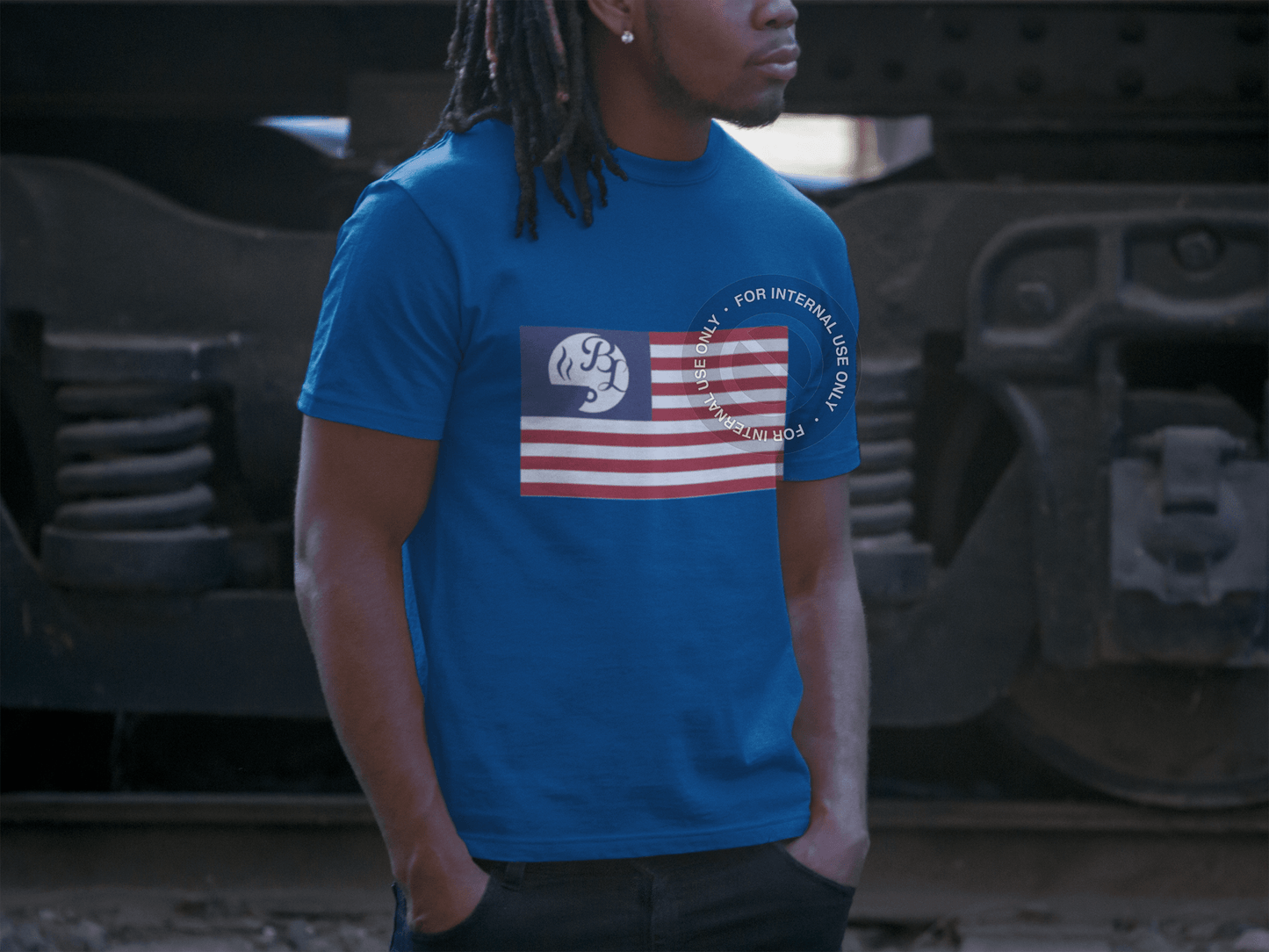 American Flag Barista Life Blue Tee