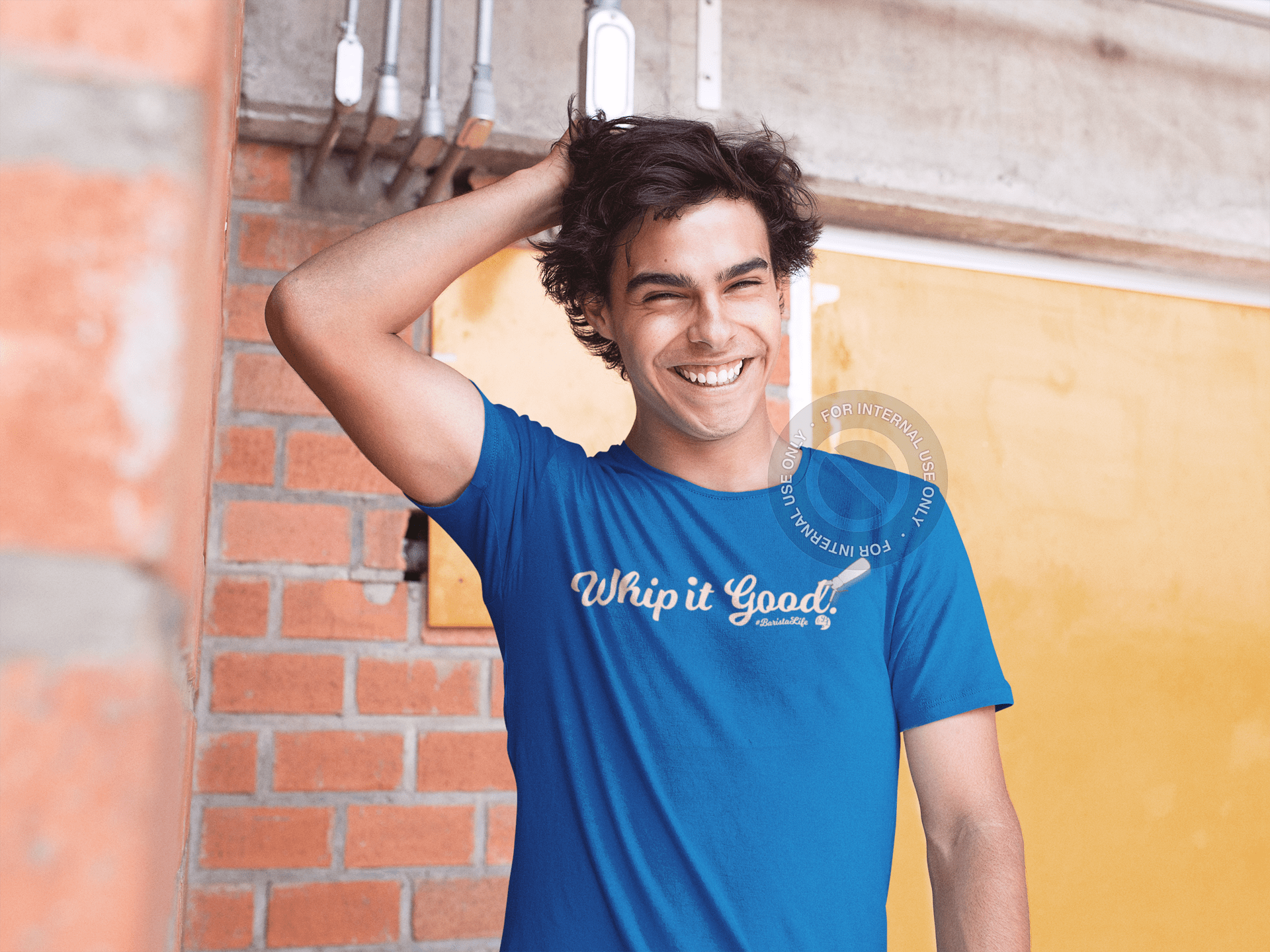 Barista Life Whip It Good Blue Tee