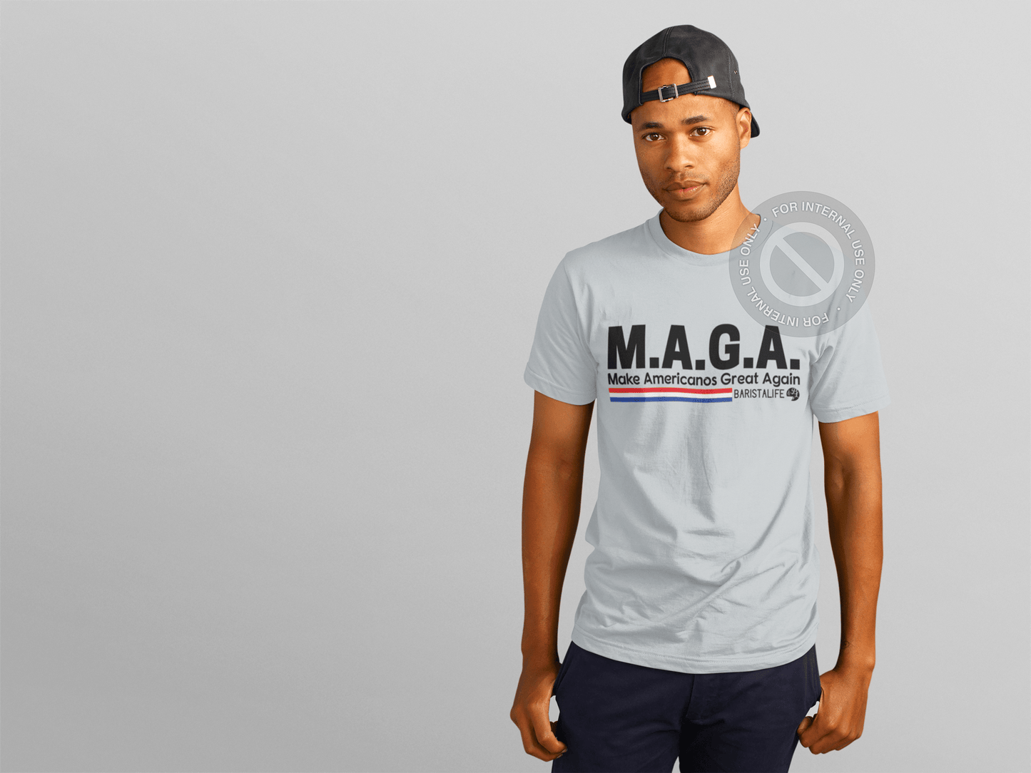 Make Americanos Great Again Barista Life Tee Grey