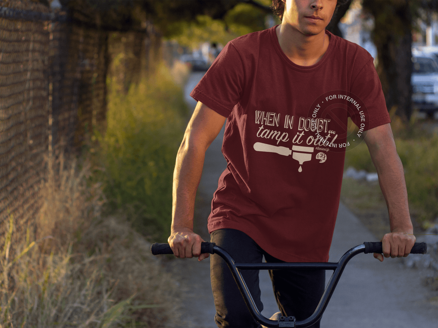 When In Doubt Tamp It Out Cranberry Tee