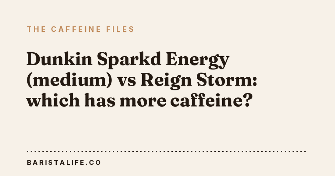 Dunkin Sparkd Energy (medium) vs Reign Storm: which has more caffeine?