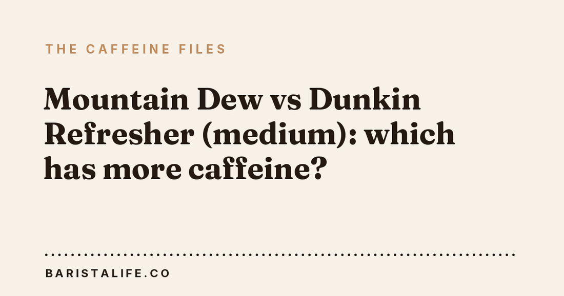 Mountain Dew vs Dunkin Refresher (medium): which has more caffeine?