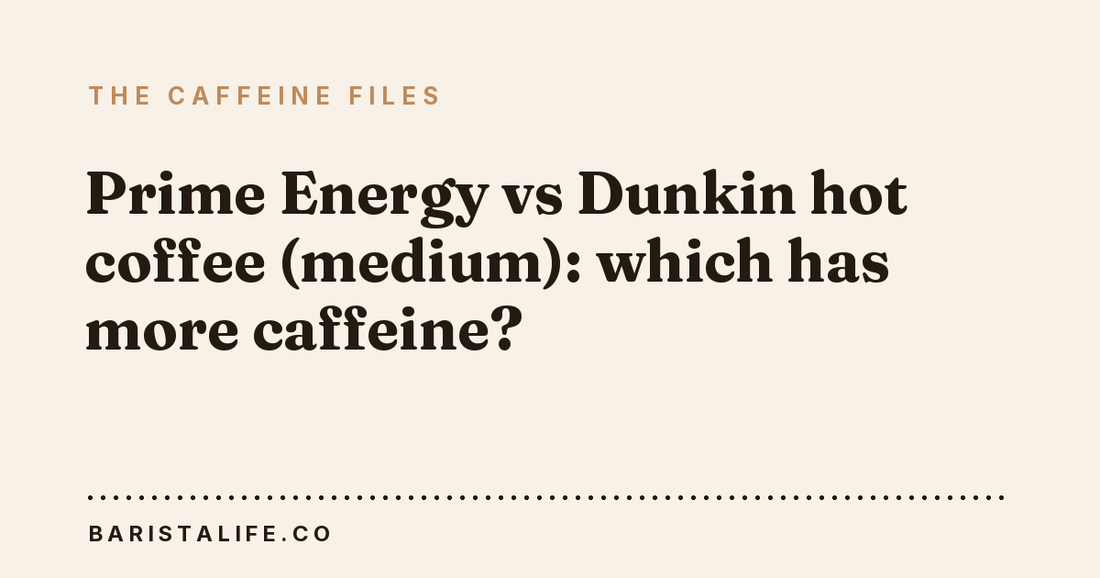 Prime Energy vs Dunkin hot coffee (medium): which has more caffeine?