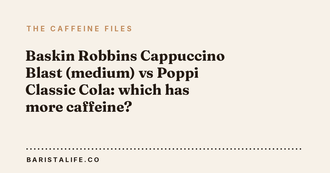 Baskin Robbins Cappuccino Blast (medium) vs Poppi Classic Cola: which has more caffeine?