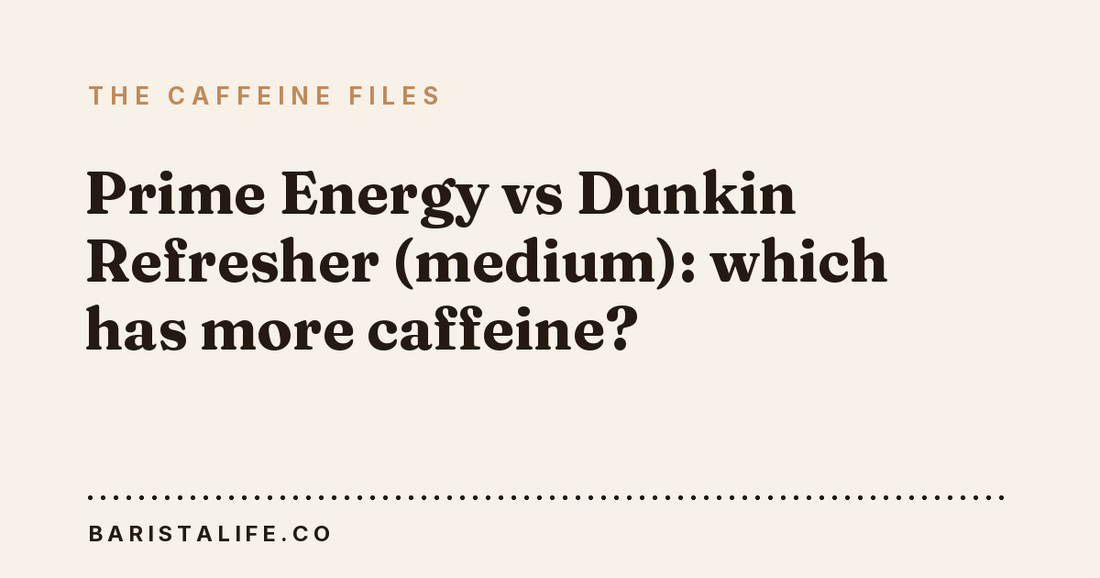 Prime Energy vs Dunkin Refresher (medium): which has more caffeine?