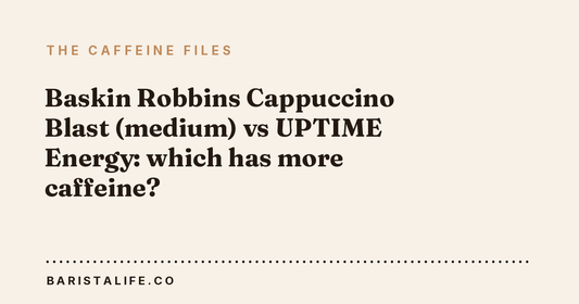 Baskin Robbins Cappuccino Blast (medium) vs UPTIME Energy: which has more caffeine?