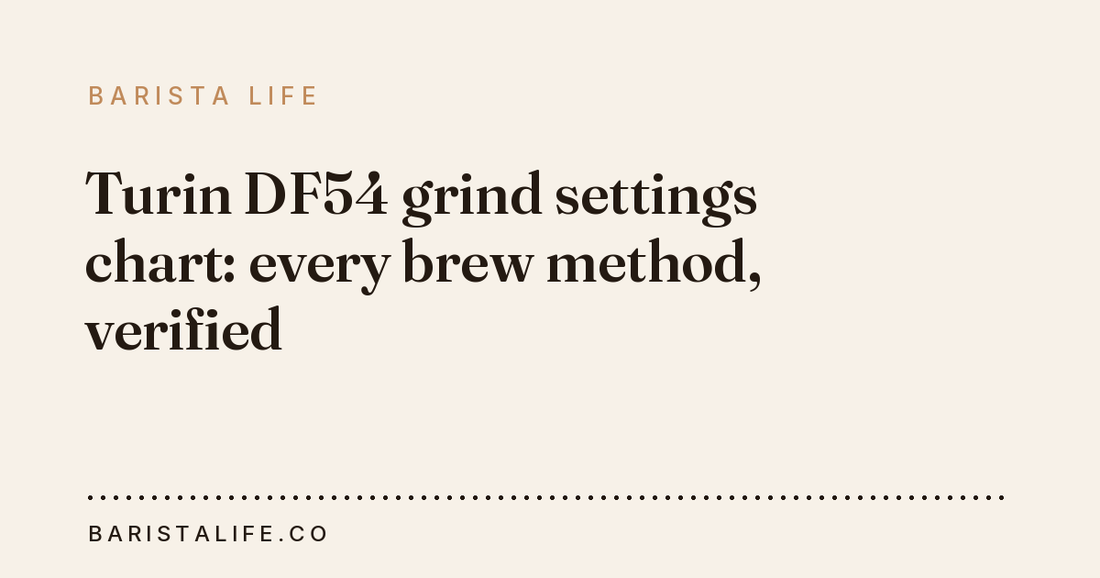 Turin DF54 grind settings chart: every brew method, verified