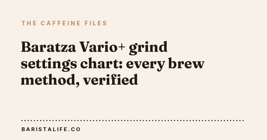 Baratza Vario+ grind settings chart: every brew method, verified