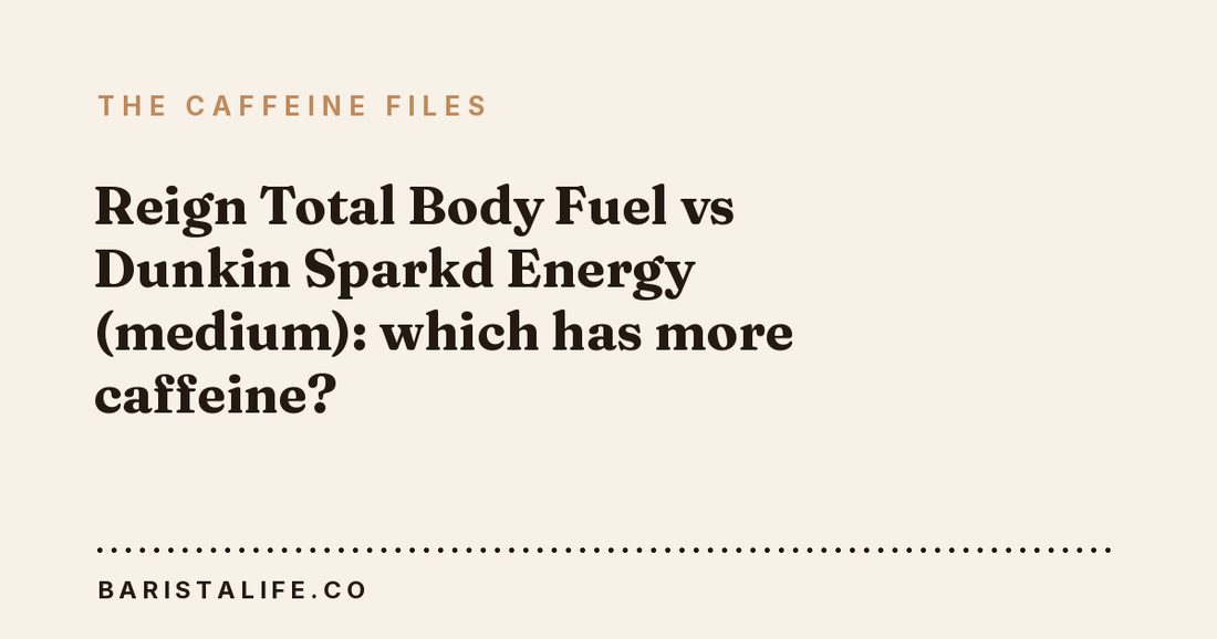 Reign Total Body Fuel vs Dunkin Sparkd Energy (medium): which has more caffeine?