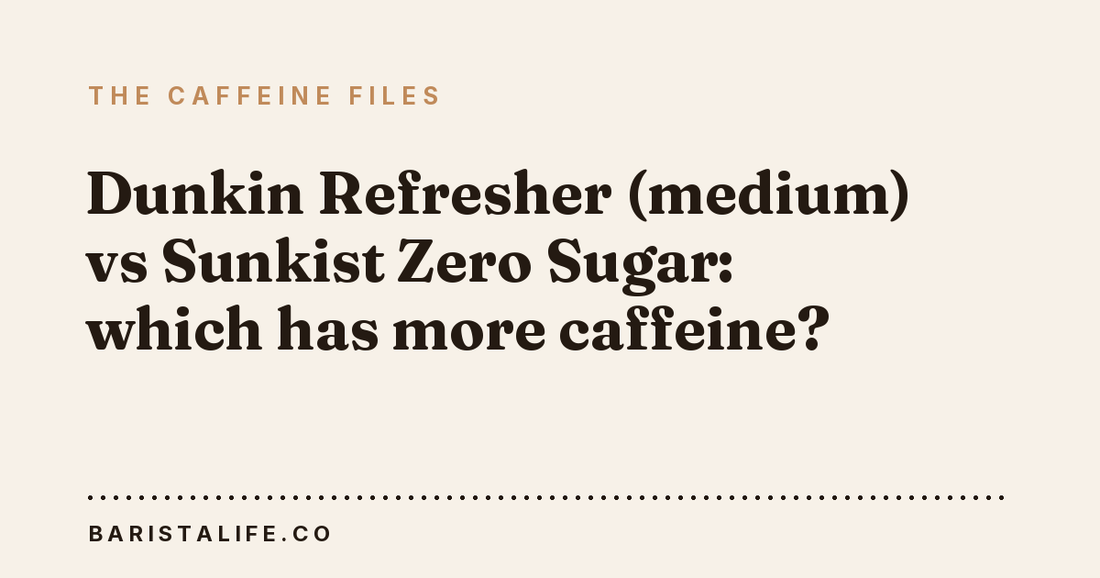Dunkin Refresher (medium) vs Sunkist Zero Sugar: which has more caffeine?