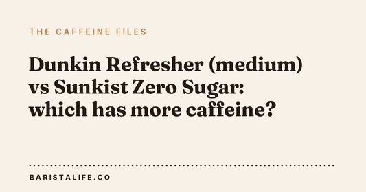 Dunkin Refresher (medium) vs Sunkist Zero Sugar: which has more caffeine?