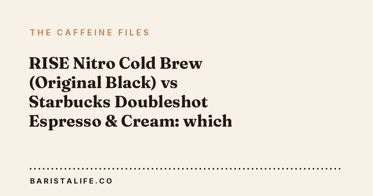 RISE Nitro Cold Brew (Original Black) vs Starbucks Doubleshot Espresso & Cream: which has more caffeine?