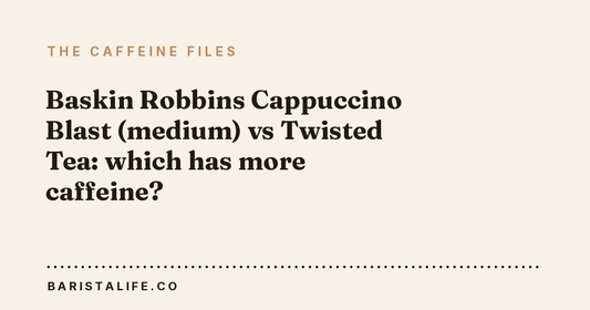 Baskin Robbins Cappuccino Blast (medium) vs Twisted Tea: which has more caffeine?