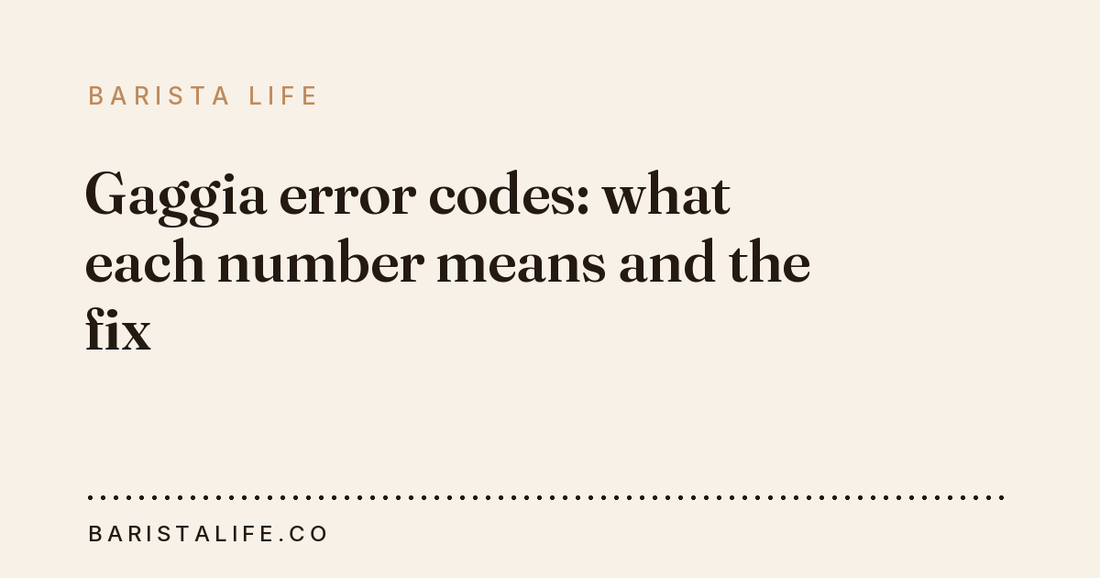 Gaggia error codes: what each number means and the fix