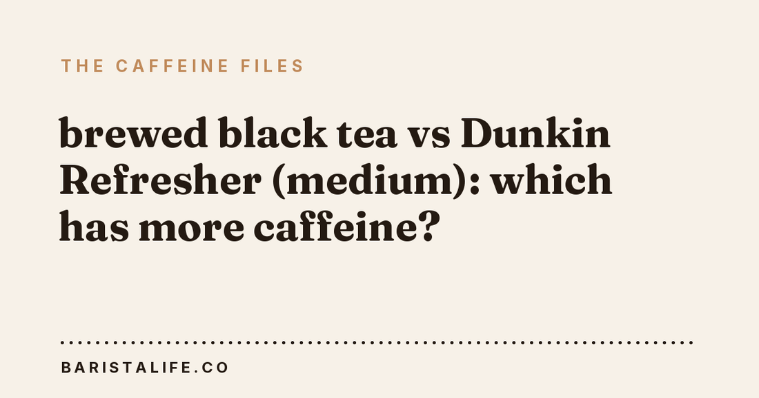 brewed black tea vs Dunkin Refresher (medium): which has more caffeine?