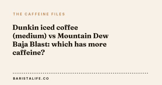 Dunkin iced coffee (medium) vs Mountain Dew Baja Blast: which has more caffeine?
