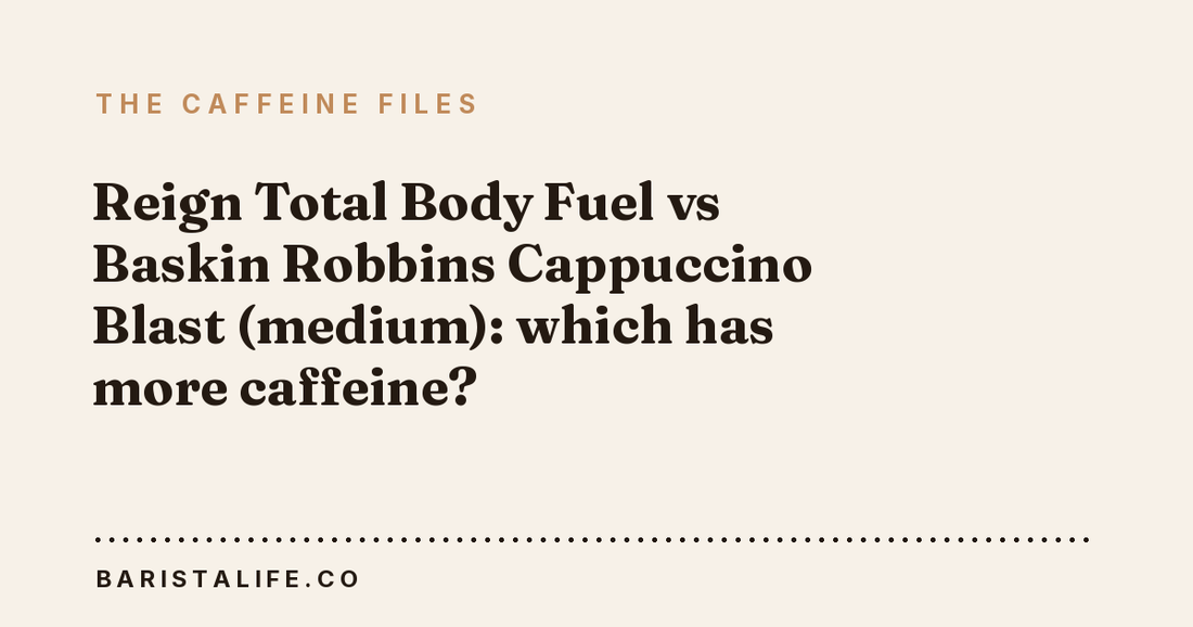 Reign Total Body Fuel vs Baskin Robbins Cappuccino Blast (medium): which has more caffeine?