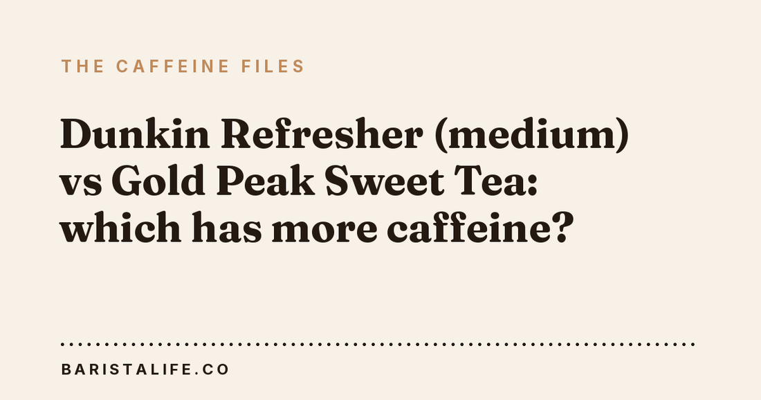 Dunkin Refresher (medium) vs Gold Peak Sweet Tea: which has more caffeine?