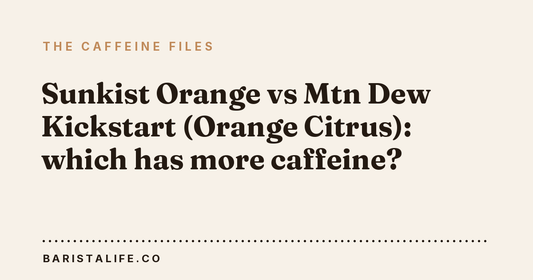 Sunkist Orange vs Mtn Dew Kickstart (Orange Citrus): which has more caffeine?