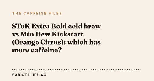 SToK Extra Bold cold brew vs Mtn Dew Kickstart (Orange Citrus): which has more caffeine?