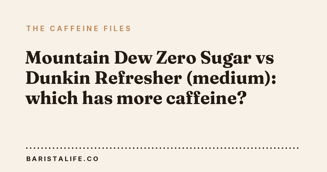 Mountain Dew Zero Sugar vs Dunkin Refresher (medium): which has more caffeine?