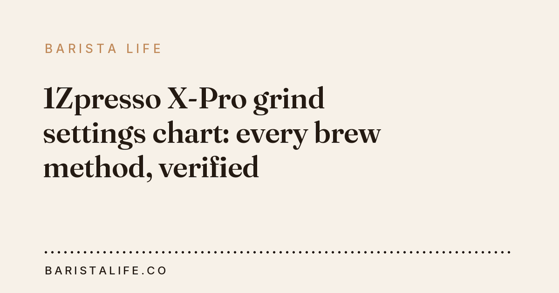 1Zpresso X-Pro grind settings chart: every brew method, verified
