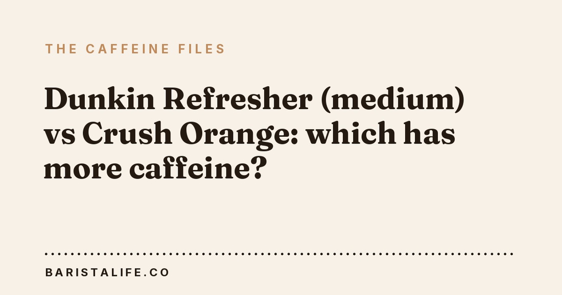Dunkin Refresher (medium) vs Crush Orange: which has more caffeine?