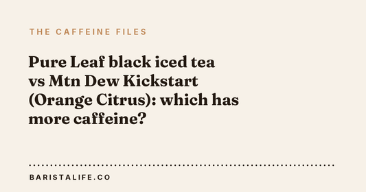Pure Leaf black iced tea vs Mtn Dew Kickstart (Orange Citrus): which has more caffeine?