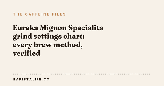 Eureka Mignon Specialita grind settings chart: every brew method, verified