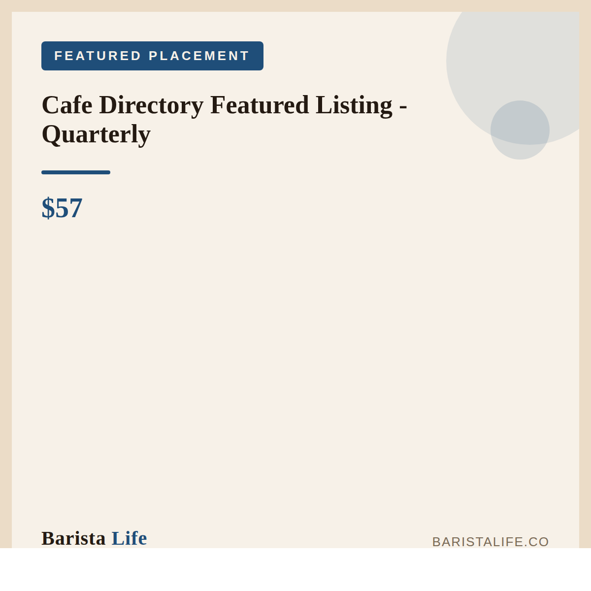 Cafe Directory Featured Listing - Quarterly - Barista Life
