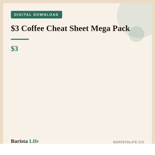 $3 Coffee Cheat Sheet Mega Pack - Barista Life