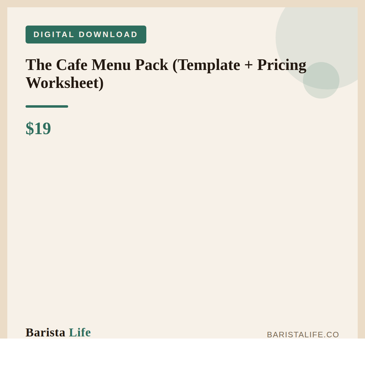The Cafe Menu Pack (Template + Pricing Worksheet) - Barista Life