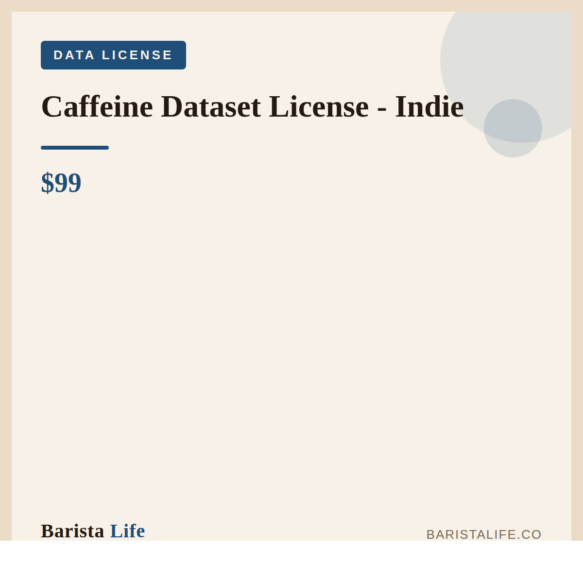 Caffeine Dataset License - Indie - Barista Life