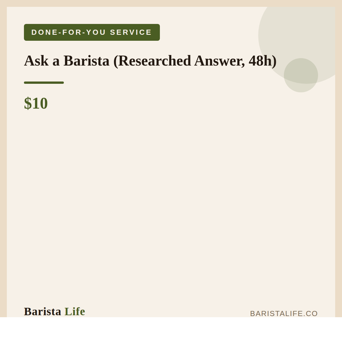 Ask a Barista (Researched Answer, 48h) - Barista Life