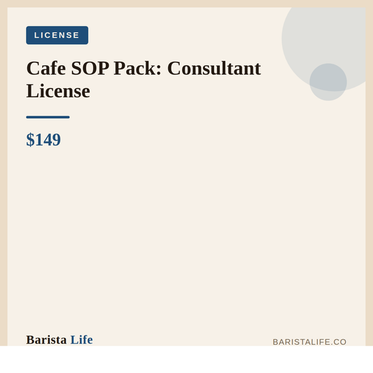 Cafe SOP Pack: Consultant License - Barista Life